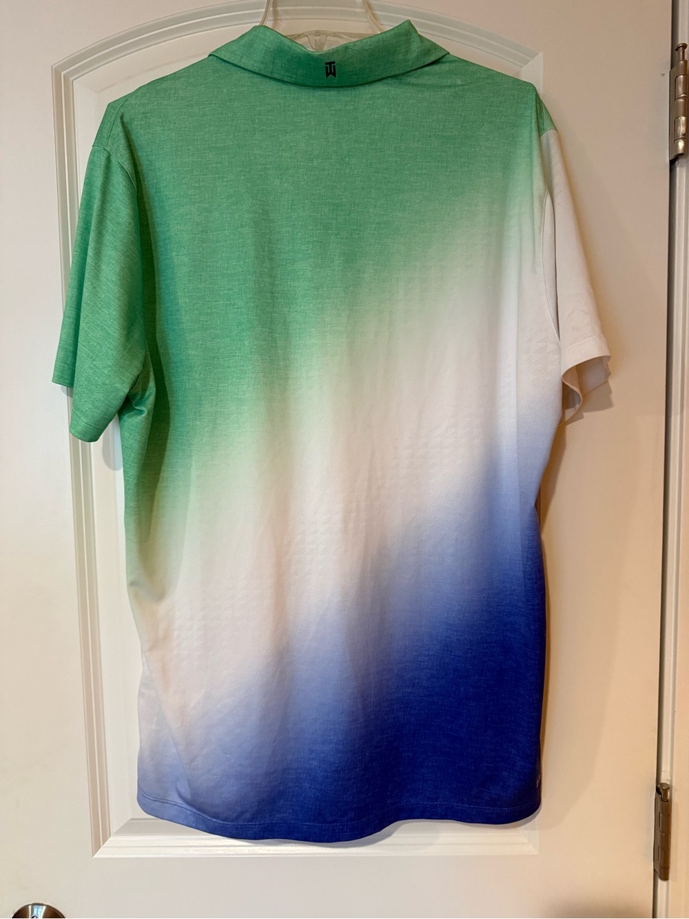 Nike Men's Green-Blue Gradient Polo, Short Sleeve Golf Shirt Size L - Picture 2 of 5